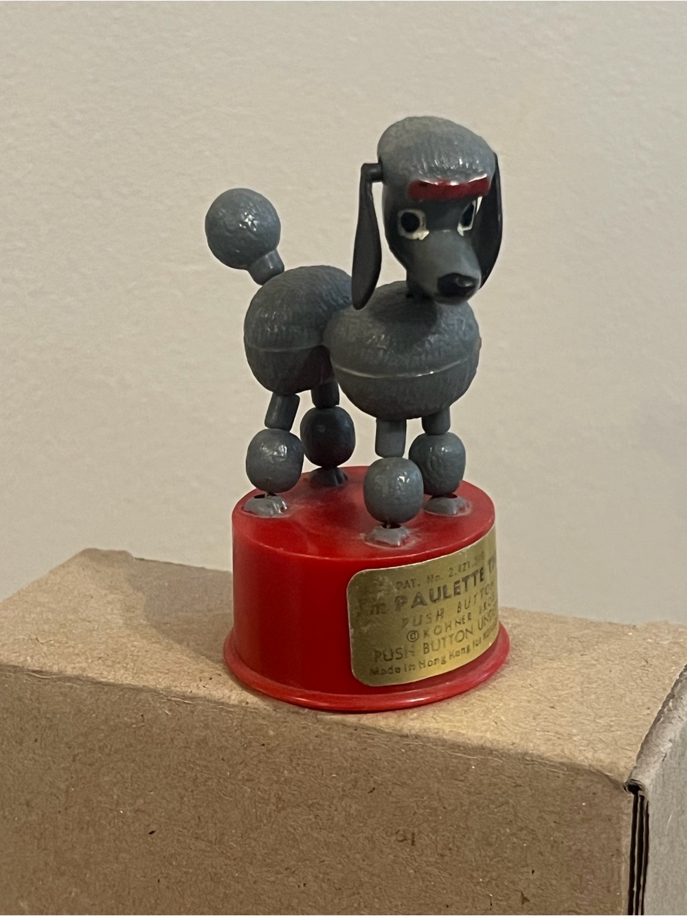 Vintage Paulette The Poodle Push Puppet Toy, Kohner Bros.  Hong Kong